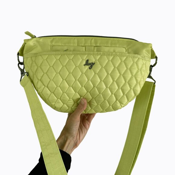Lug Quilted Crescent Crossbody Bag Margarita Key Lime RFID Tech Flamingo Lining - Picture 4 of 12